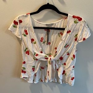 cherry tie front crop top